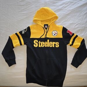 NFL Steelers Full Zip Up Yellow and  Fleece Hoodie